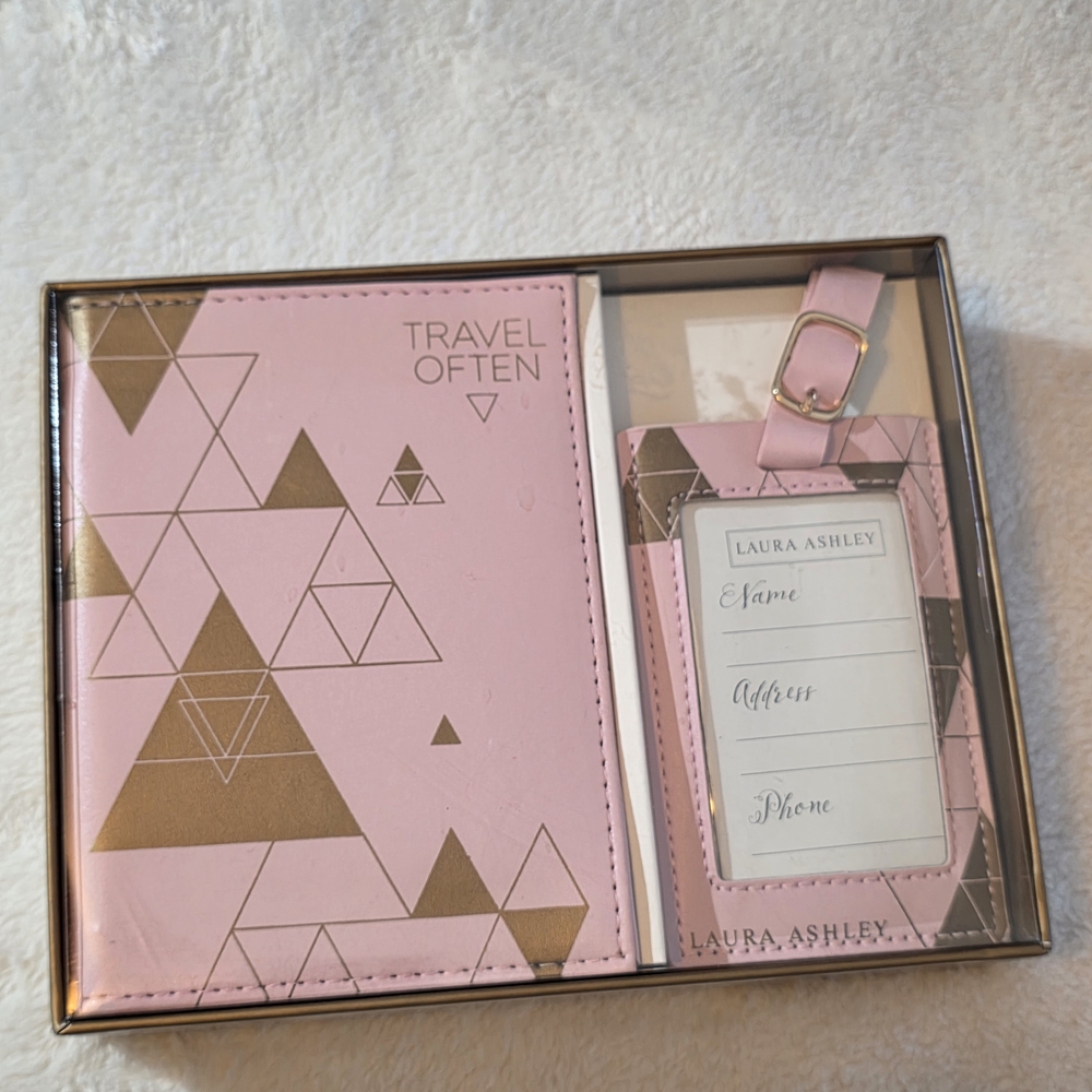 Laura Ashley Pink and Gold Travel Set
